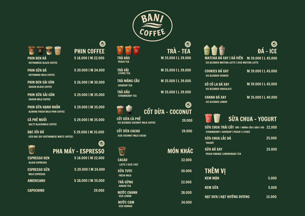 BANI menu